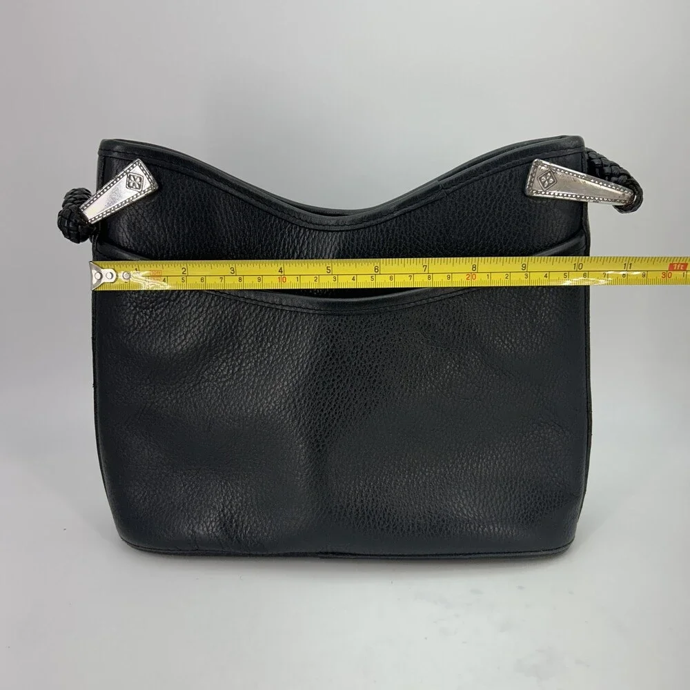 Vtg Brighton Hobo Bag Womens Medium Leather Braided Strap Croc Shoulder Purse